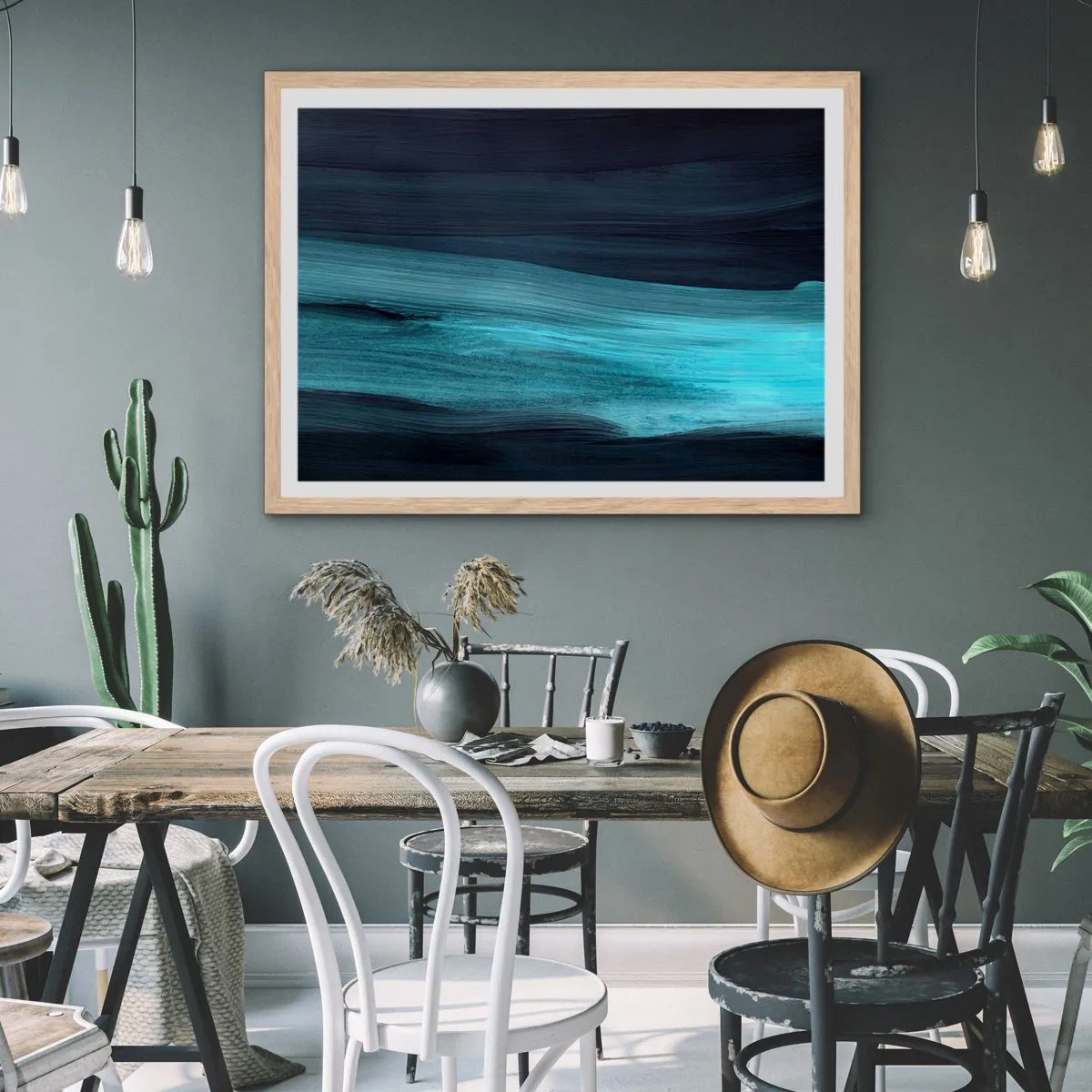 Poster in einem Rahmen aus heller Eiche - Gehen Sie mit dem Strom - 70x50 cm