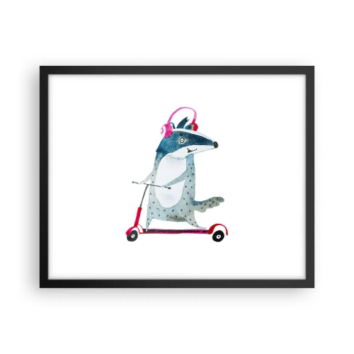 Poster in einem schwarzem Rahmen - Dachsfreude - 50x40 cm