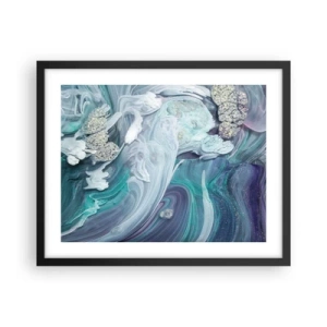 Poster in einem schwarzem Rahmen - Strömungen von Himmelblau - 50x40 cm
