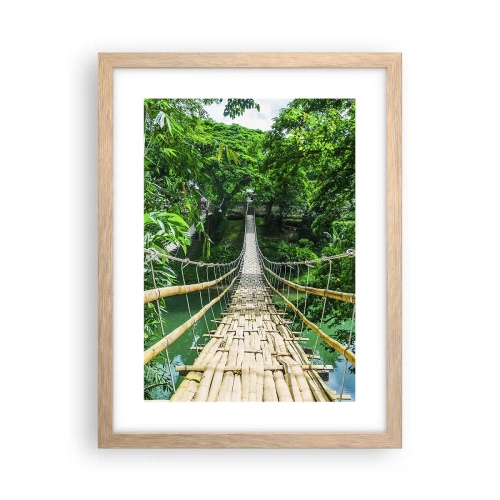 Poster in einem Rahmen aus heller Eiche - Monkey Bridge über das Grün - 30x40 cm