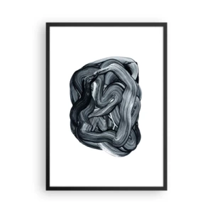 Poster in einem schwarzem Rahmen - Abstrakte Komposition aus schwarzen und weißen Pinselstrichen - 50x70cm - Es ist nicht so einfach - Moderne Wanddekoration für Wohnzimmer und Schlafzimmer ARTTOR