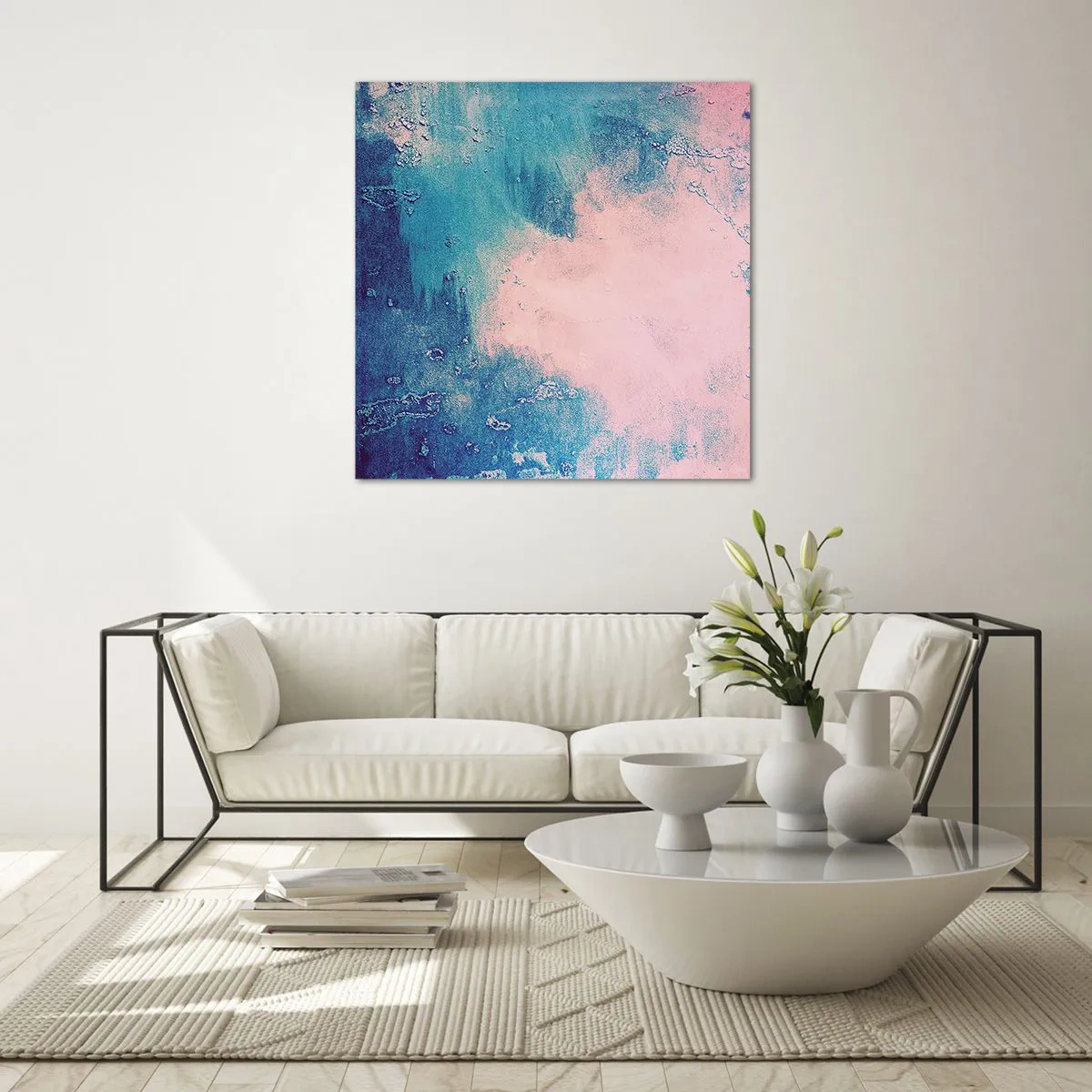 Glasbild - Bild auf glas - Himmelsblaue Umarmungen - 70x70 cm