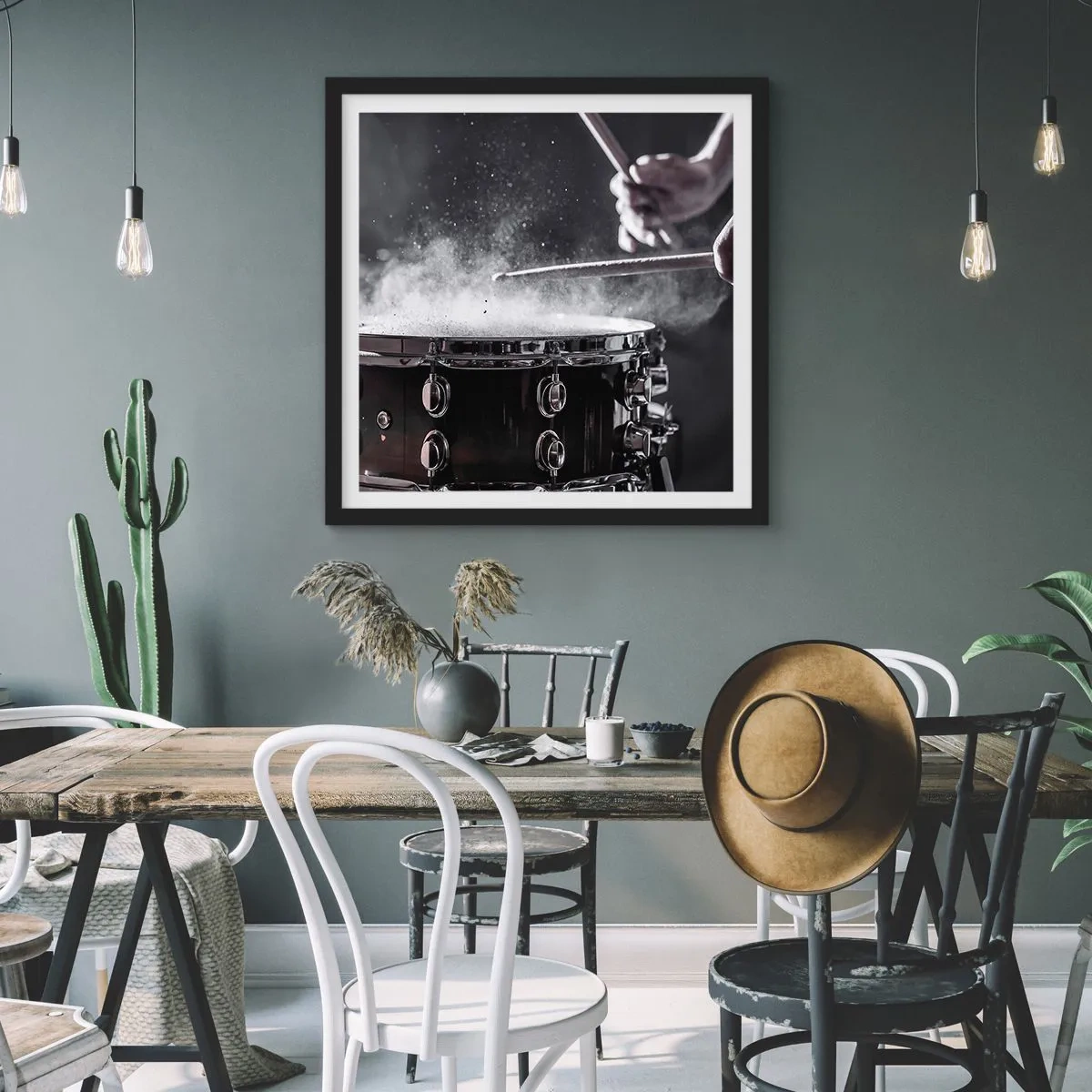 Poster in einem schwarzem Rahmen - Der Puls der Musik - 40x40 cm