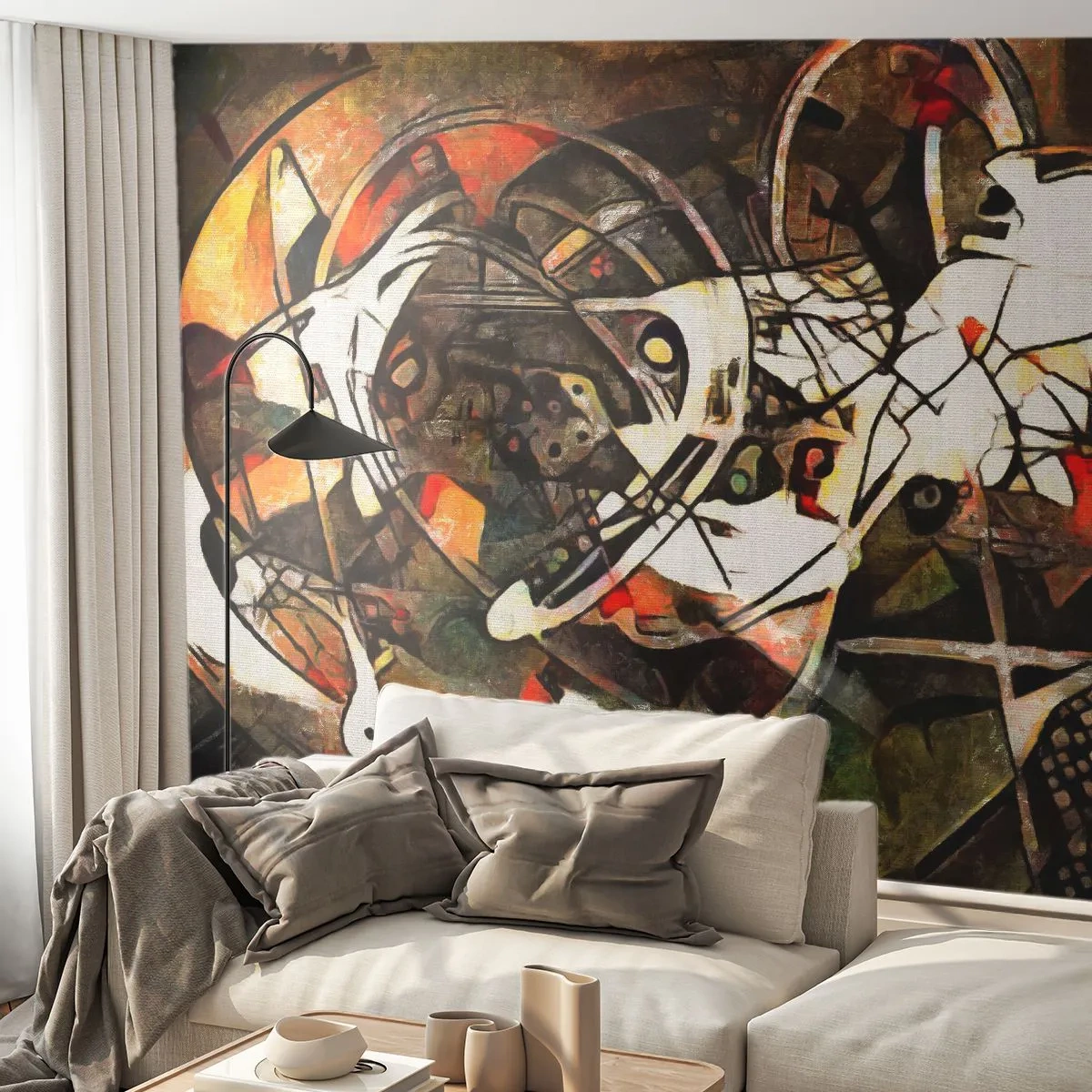 Fototapete Premium Sand - Abstrakte Komposition in Braun- und Weißtönen - 100x70cm - Hören Sie den Verkehr? - Moderne Wanddekoration für Wohnzimmer und Schlafzimmer ARTTOR