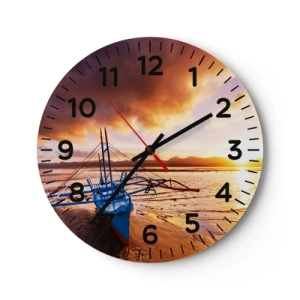 Wanduhr - Glasuhr - Nach einem Tag sich im Sand ausstrecken - 40x40 cm