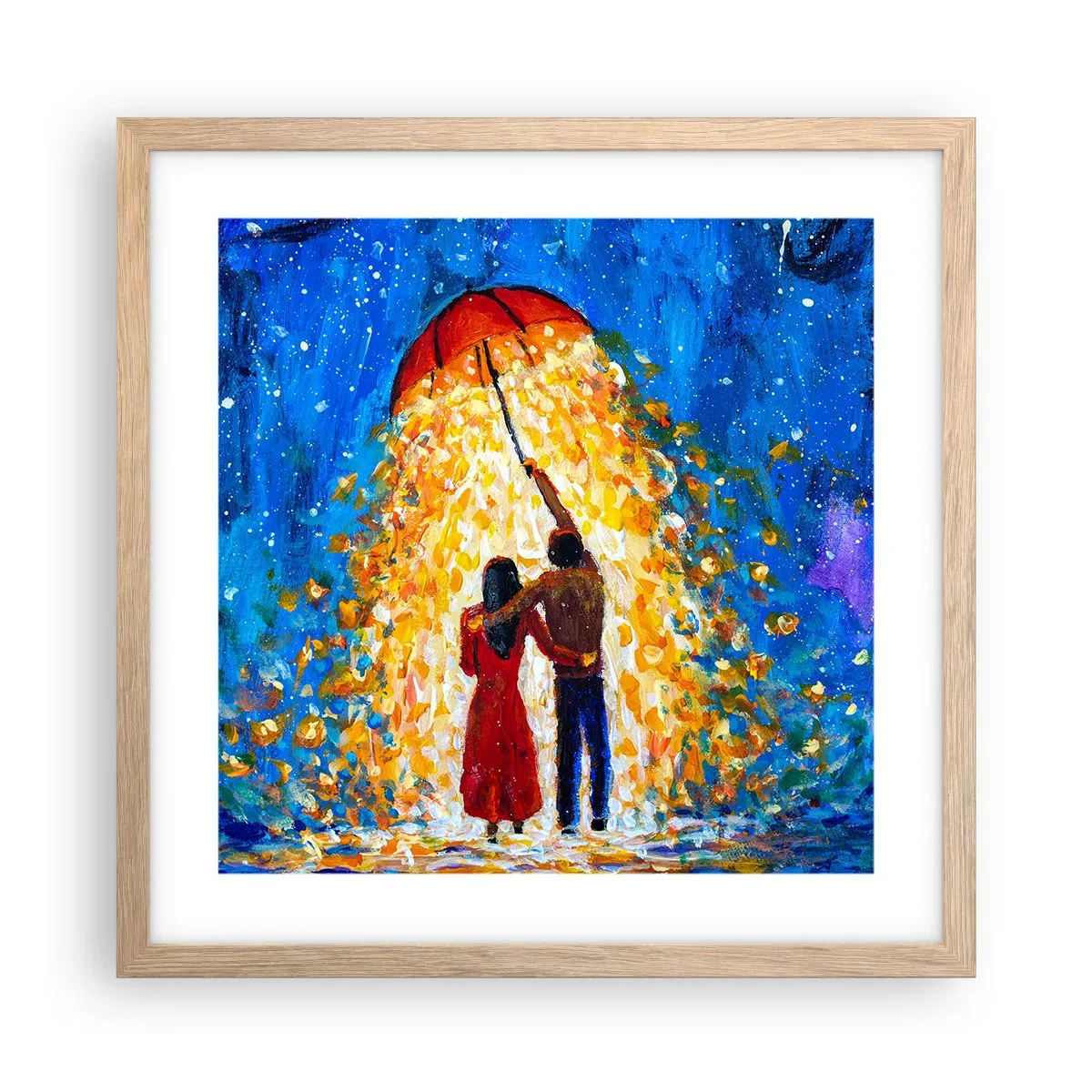 Poster in einem Rahmen aus heller Eiche - Zauber eines Regenabends? - 40x40 cm