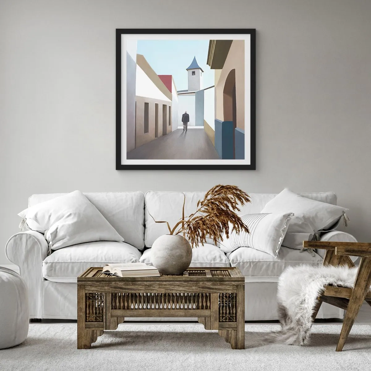 Poster in einem schwarzem Rahmen - Sonniger Spaziergang - 50x50 cm