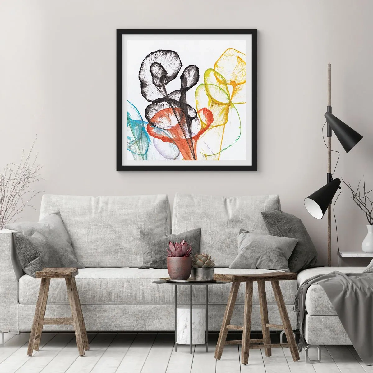 Poster in einem schwarzem Rahmen - Blumen mit Seele - 50x50 cm