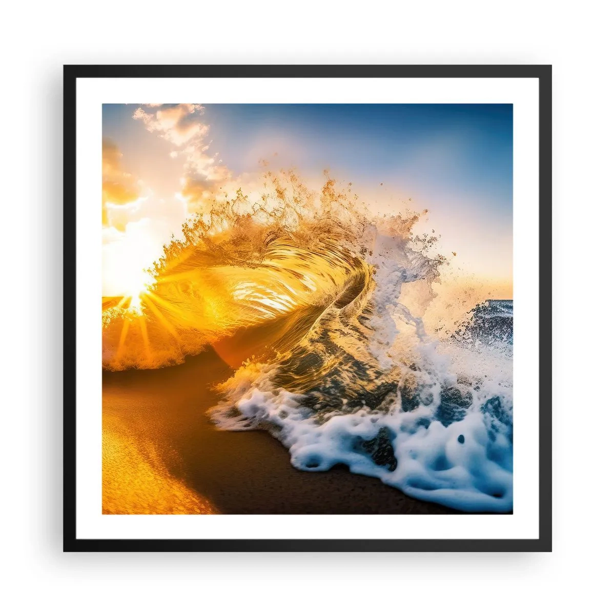 Poster in einem schwarzem Rahmen - Spaß im Sand - 60x60 cm