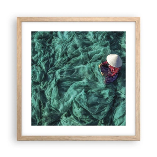 Poster in einem Rahmen aus heller Eiche - In einem Meer aus Netzen - 40x40 cm