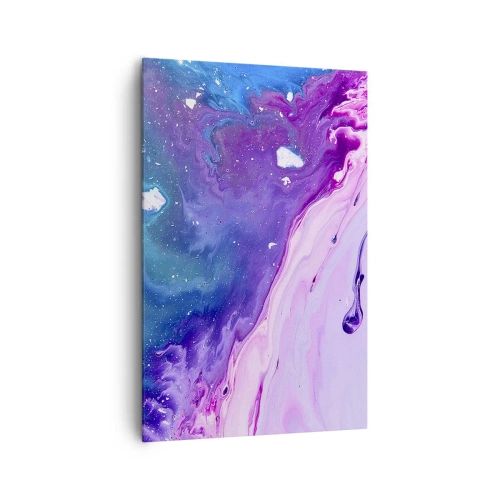 Bild auf Leinwand - Leinwandbild - Abstraktion in Lila- und Türkistönen, inspiriert von Kontrasten - 80x120cm - Yin und Yang - Moderne Wanddekoration für Wohnzimmer und Schlafzimmer ARTTOR