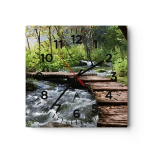 Wanduhr - Glasuhr - Über der schaumigen Kaskade - 40x40 cm