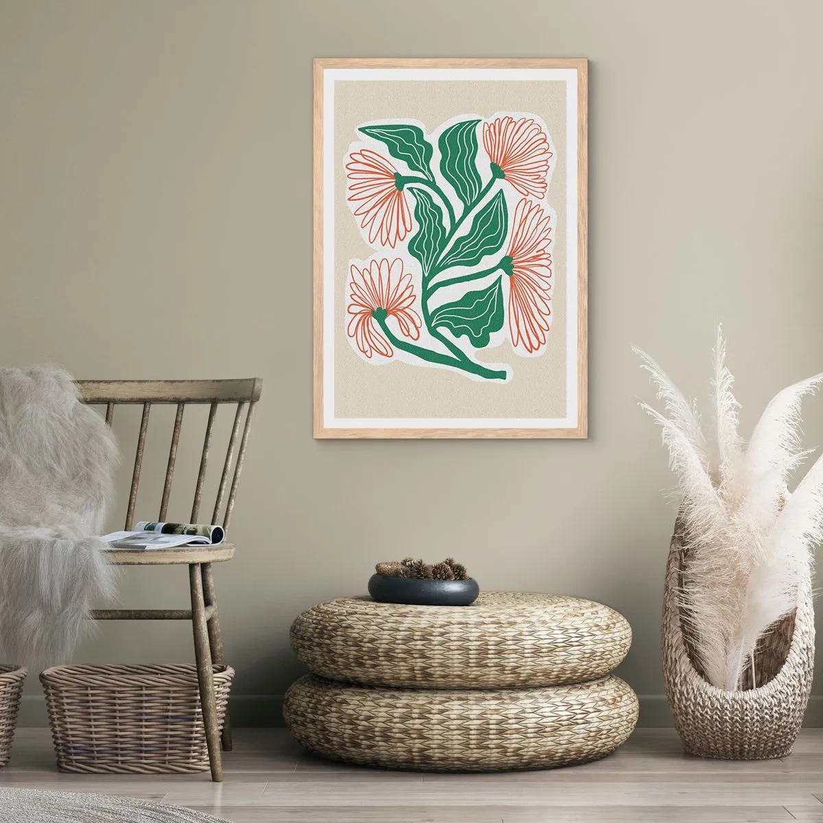 Poster in einem Rahmen aus heller Eiche - Im Folkstil und modern - 70x100 cm