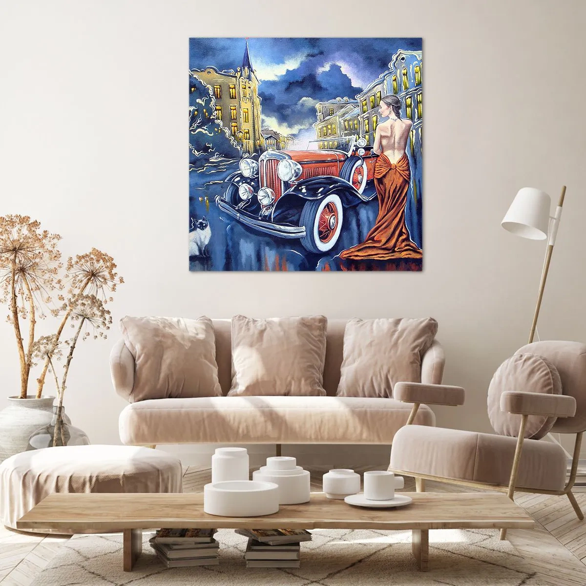 Bild auf Leinwand - Leinwandbild - Nocturne in Blau und Koralle - 30x30 cm