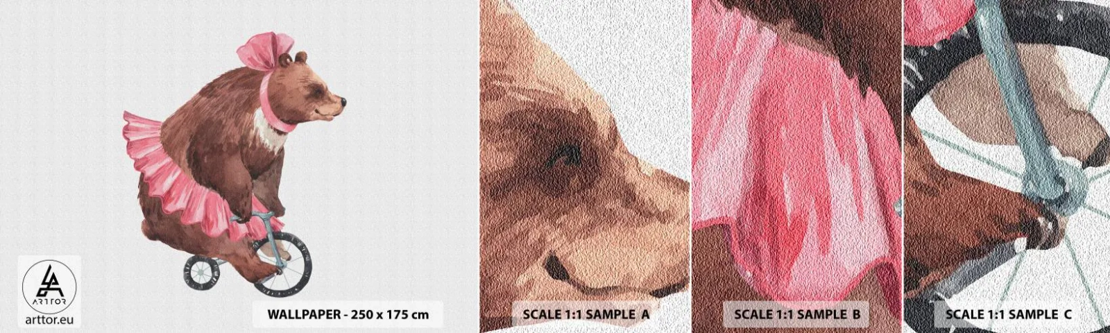 Fototapetenmuster Standard Eco - Was für ein Affentheater! - Tragen, Zirkus, Mädchenhaft - 100x30 cm