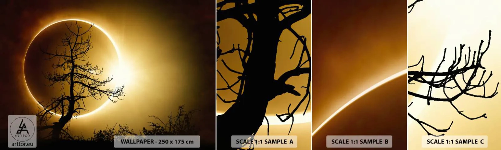 Fototapetenmuster Standard Eco - Totale Finsternis - Finsternis, Baum, Landschaft - 100x30 cm