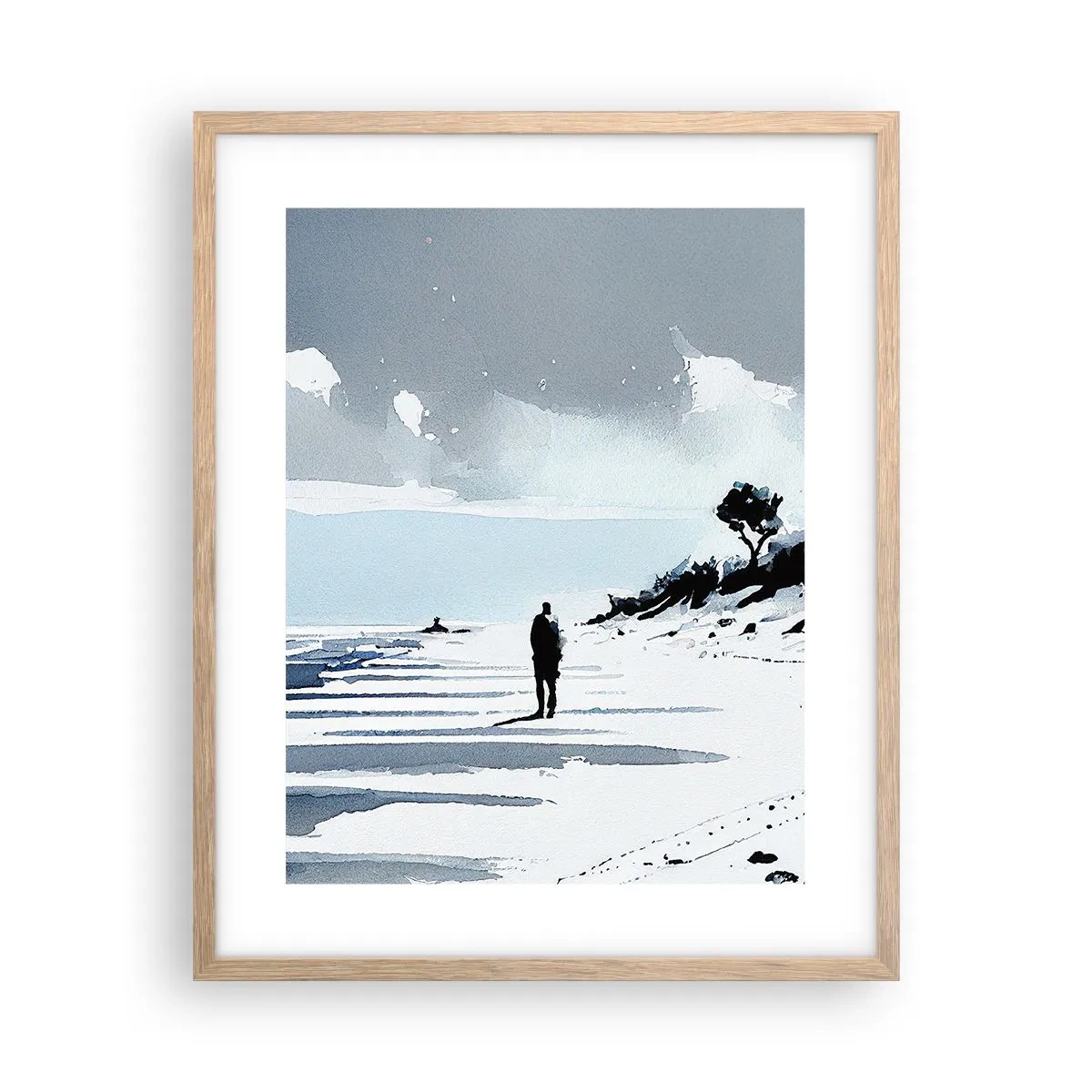 Poster in einem Rahmen aus heller Eiche - Allein sein - 40x50 cm