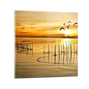 Glasbild - Bild auf glas - In der Fischerei - 30x30 cm