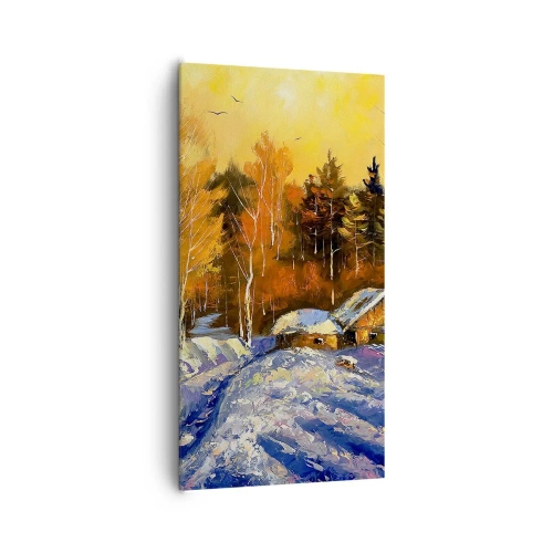 Bild auf Leinwand - Leinwandbild - Wintereindruck in der Sonne - 65x120 cm