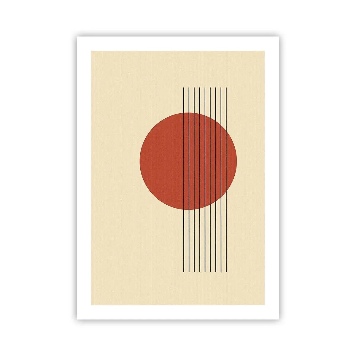 Poster - Geometrische Komposition mit einem roten Kreis - 50x70cm - Immer wieder und weiter - Moderne Wanddekoration für Wohnzimmer und Schlafzimmer ARTTOR