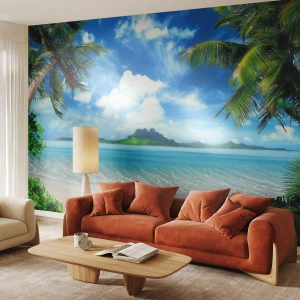 Maßgeschneiderte Fototapete Standard Eco - Das Azurblau der Tropen - Landschaft, Ozean, Strand