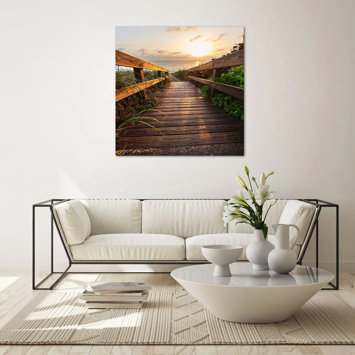 Glasbild - Bild auf glas - Und direkt ans Ufer - 70x70 cm
