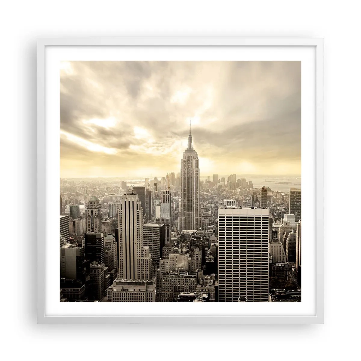 Poster in einem weißen Rahmen - New York aus Grau - 60x60 cm