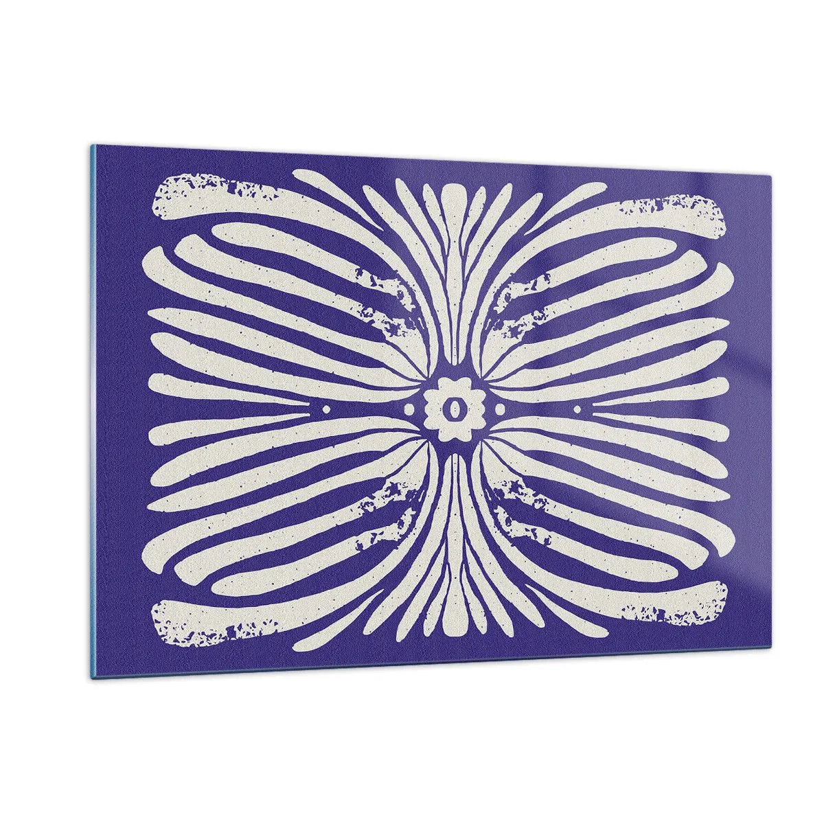Glasbild - Bild auf glas - Symmetrisches ethnisches Muster auf violettem Hintergrund - 120x80cm - Ethnische Inspirationen - Moderne Wanddekoration für Wohnzimmer und Schlafzimmer ARTTOR