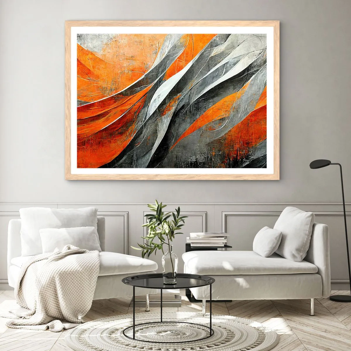 Poster in einem Rahmen aus heller Eiche - Hitze und Kälte - 100x70 cm