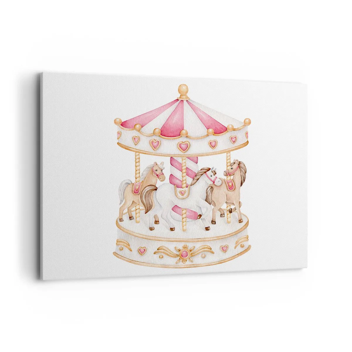 Bild auf Leinwand - Leinwandbild - Buntes Vintage-Karussell mit Pferden - 100x70cm - Süße Welt der Kindheit - Moderne Wanddekoration für Wohnzimmer und Schlafzimmer ARTTOR