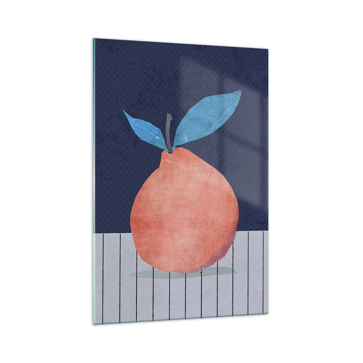 Glasbild - Bild auf glas - Abstrakte Früchte vor einem Hintergrund aus kontrastierenden Farben und geraden Linien. - 70x100cm - Konvexität und Ebene - Moderne Wanddekoration für Wohnzimmer und Schlafzimmer ARTTOR