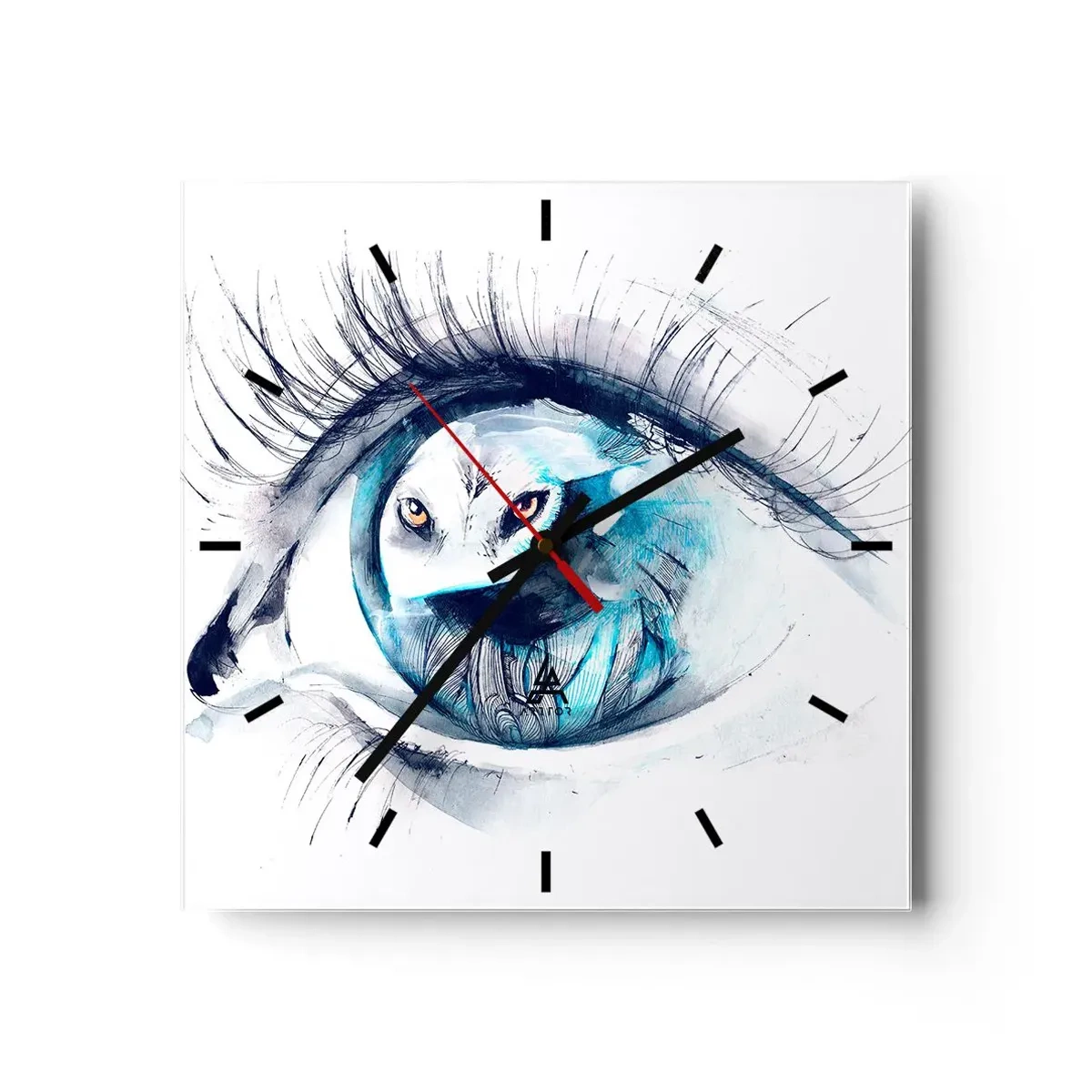 Wanduhr - Glasuhr - Auge in Auge mit Wildheit - 40x40 cm