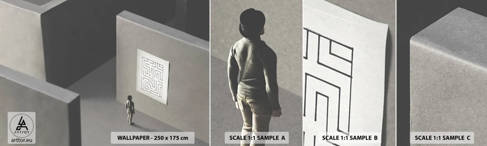 Fototapetenmuster Standard Eco - Aber wo bin ich? - Labyrinth, Abstraktion, Stück - 100x30 cm