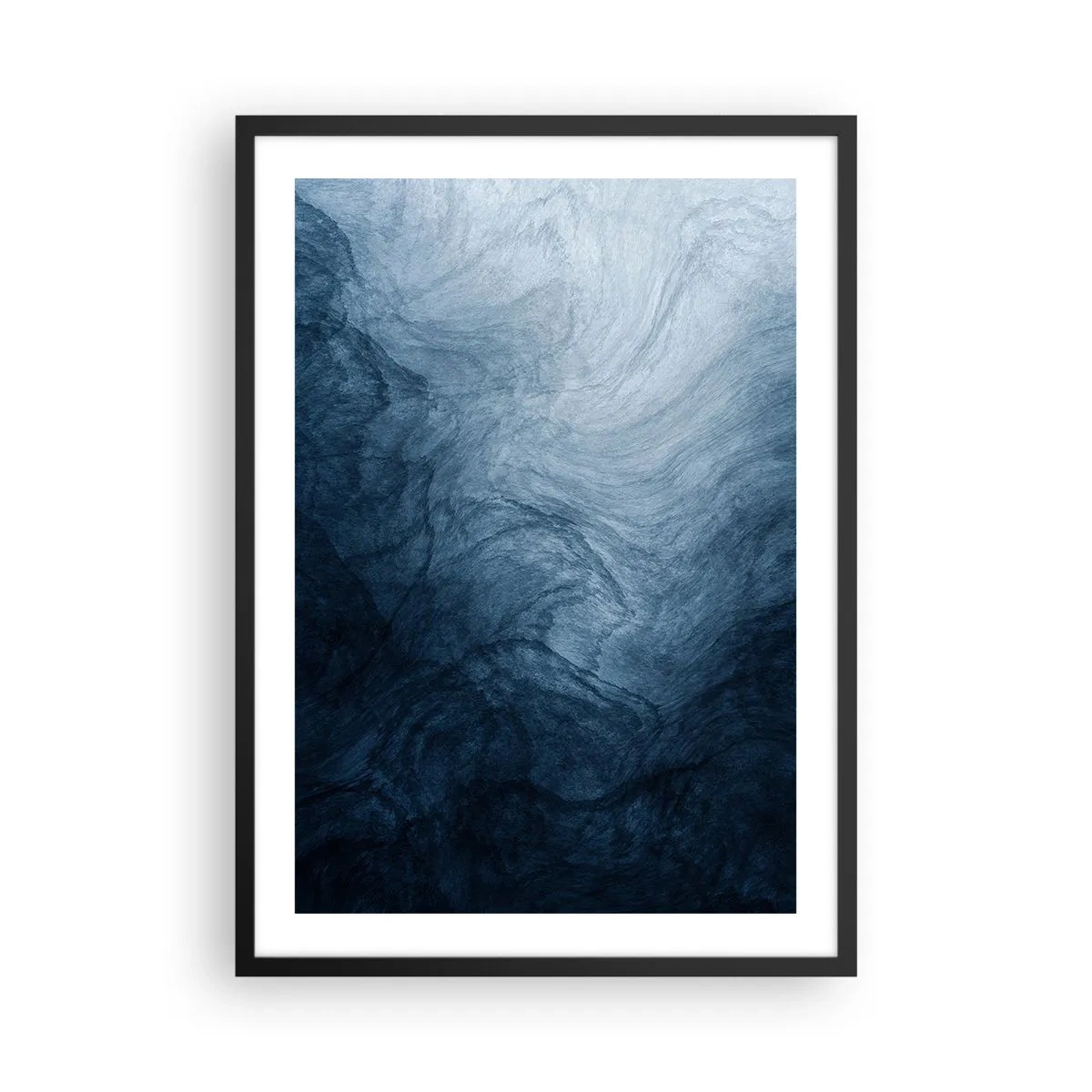 Poster in einem schwarzem Rahmen - Abstrakte Komposition in Marineblautönen - 50x70cm - Greifen Sie tief - Moderne Wanddekoration für Wohnzimmer und Schlafzimmer ARTTOR