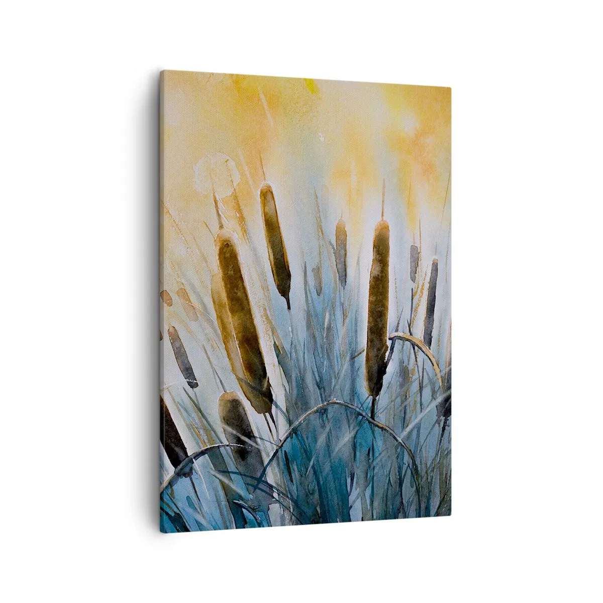 Bild auf Leinwand - Leinwandbild - Malerisches Schilf in den Sonnenstrahlen - 50x70cm - Die Kälte des Wassers, die Hitze der Sonne - Moderne Wanddekoration für Wohnzimmer und Schlafzimmer ARTTOR
