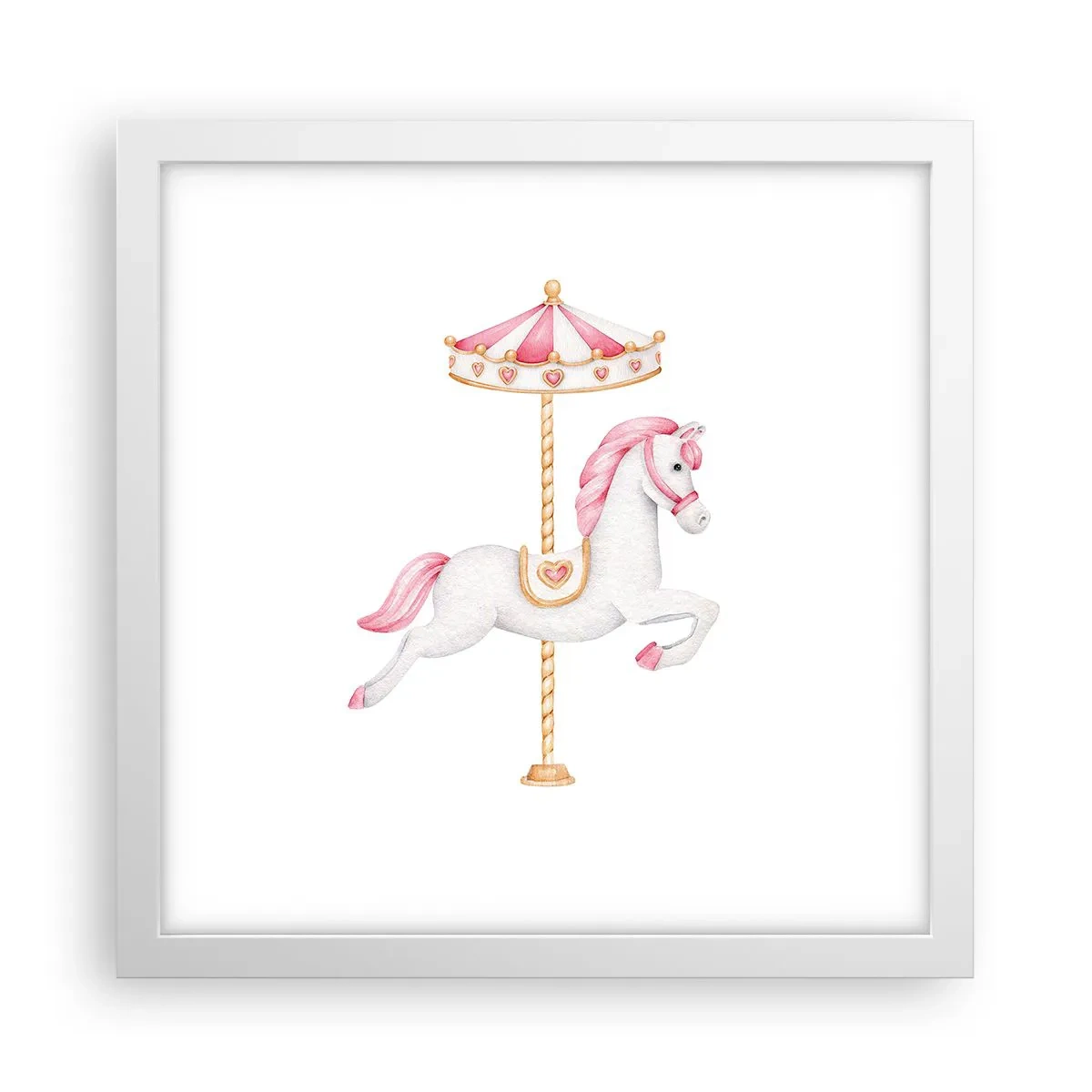 Poster in einem weißen Rahmen - Er legte los - 30x30 cm