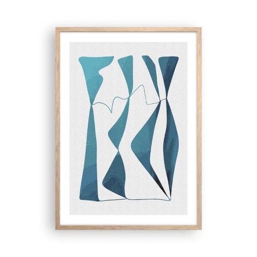 Poster in einem Rahmen aus heller Eiche - Abstraktion: türkisfarbene Verbindung - 50x70 cm