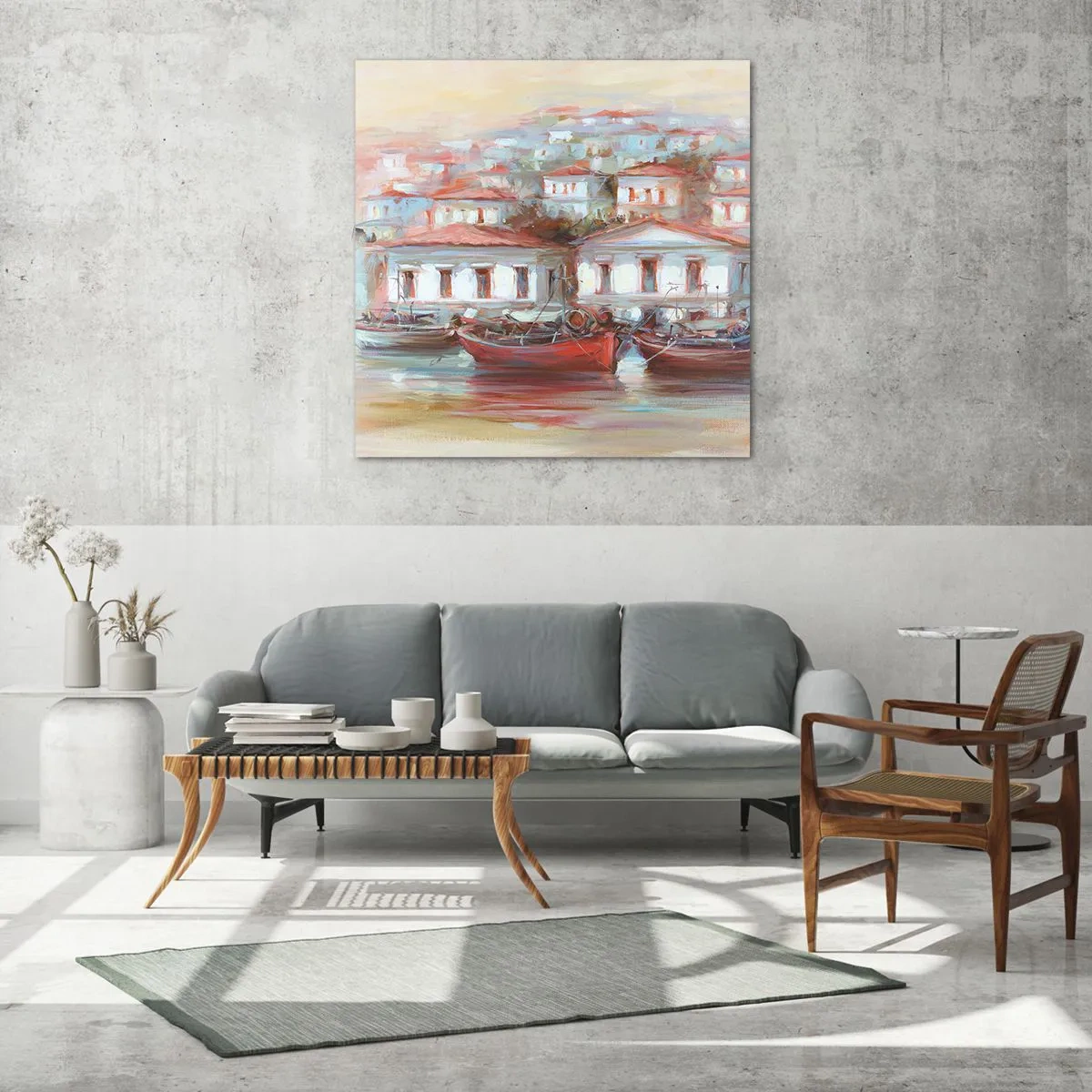 Glasbild - Bild auf glas - Glückliche Stadt - 40x40 cm