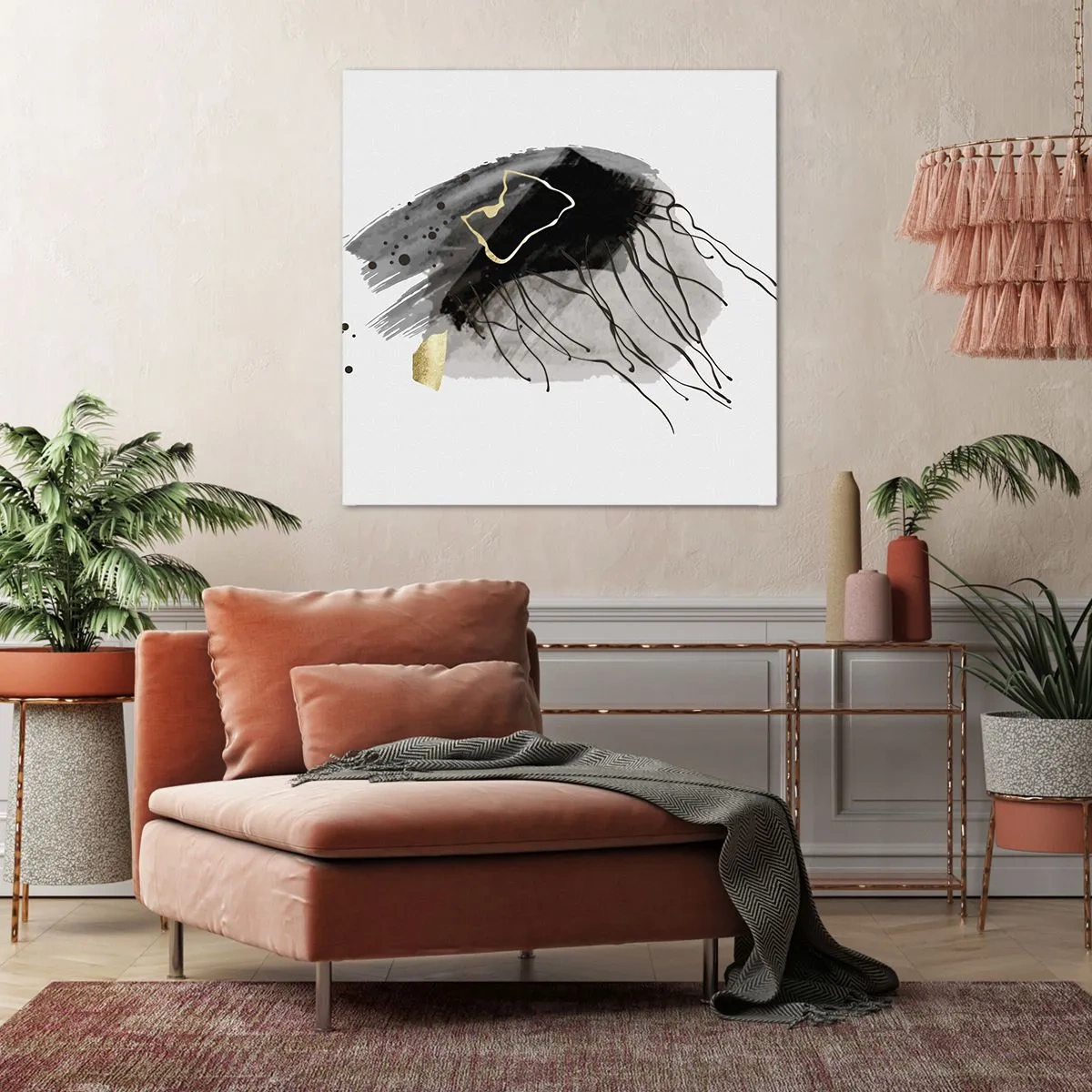 Bild auf Leinwand - Leinwandbild - In Schwarz und Gold - 70x70 cm