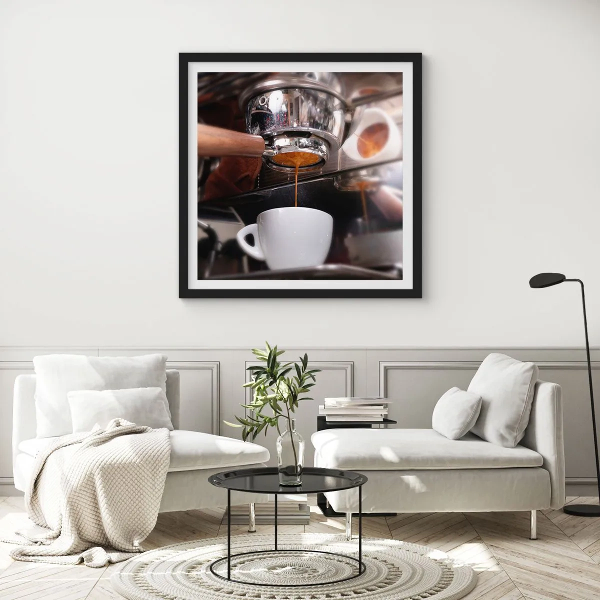 Poster in einem schwarzem Rahmen - Gute Zeit des Tages - 50x50 cm