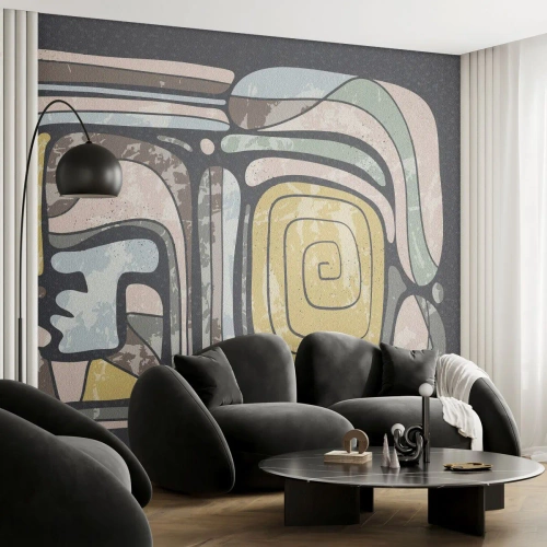 Fototapete Premium Canvas - Abstraktion im präkolumbianischen Geist - Abstraktion, Boho, Alt - 400x280 cm