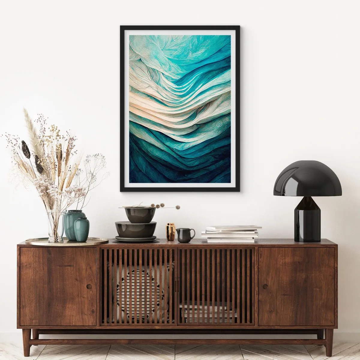 Poster in einem schwarzem Rahmen - Blaue Unersättlichkeit - 61x91 cm