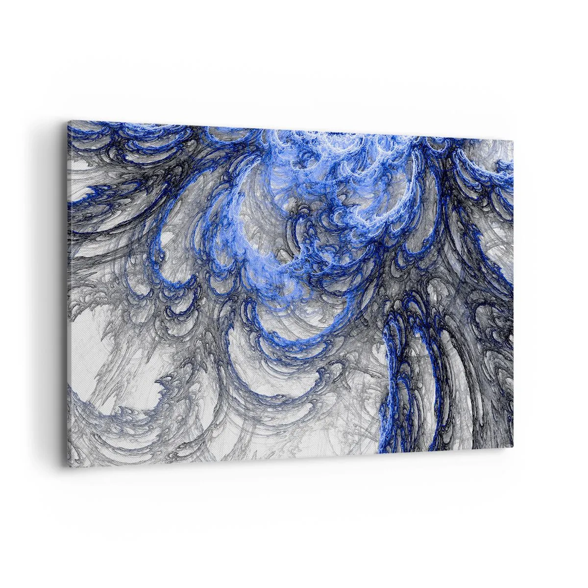 Bild auf Leinwand - Leinwandbild - Abstrakte Wellen in Blau- und Grautönen - 120x80cm - Die Geburt einer Welle - Moderne Wanddekoration für Wohnzimmer und Schlafzimmer ARTTOR