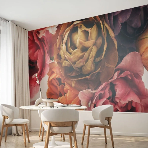 Fototapete Premium Canvas - Eine Feier des Lebens - Blumenstrauß, Blumen, Pfingstrose - 400x280 cm