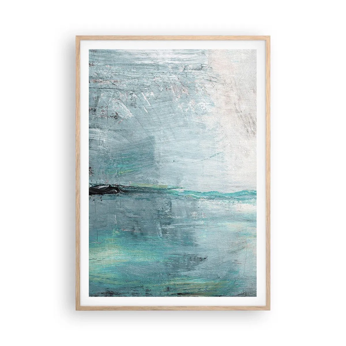 Poster in einem Rahmen aus heller Eiche - Horizontal in Blau - 70x100 cm