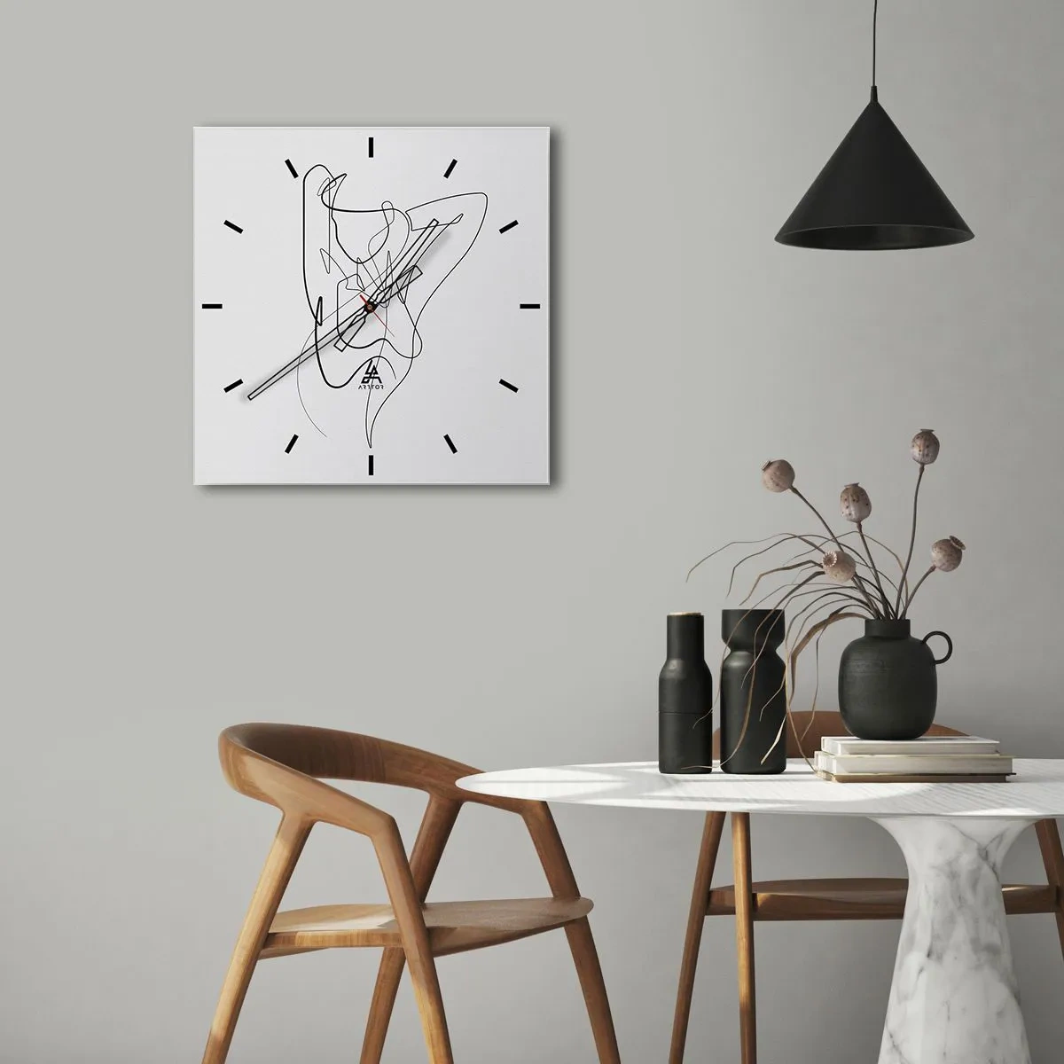Wanduhr - Glasuhr - Minimalistischer Umriss einer weiblichen Silhouette - 30x30cm - So, wie du wirklich bist ... - Moderne Wanddekoration für Wohnzimmer und Schlafzimmer ARTTOR