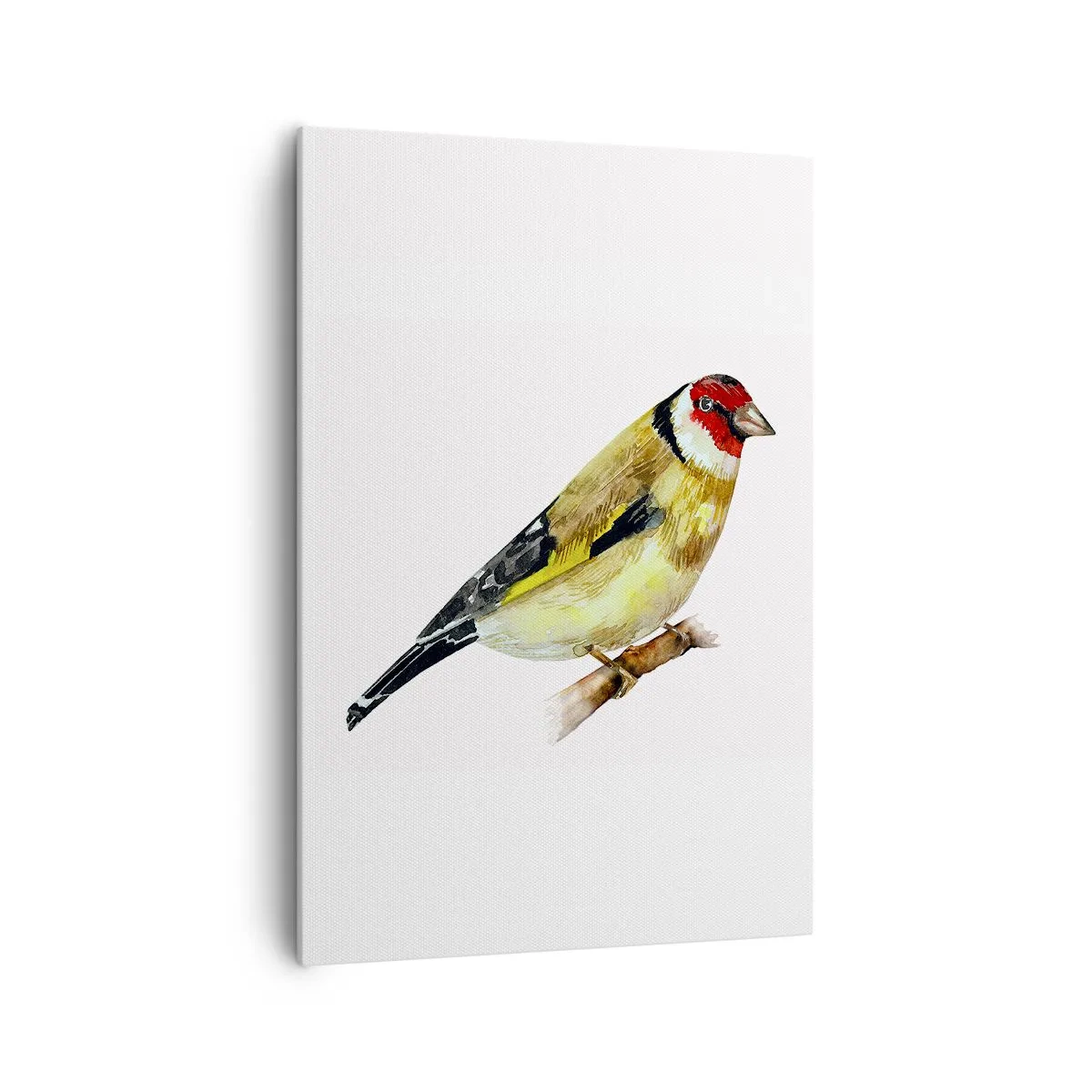 Bild auf Leinwand - Leinwandbild - Ein Vogel mit rotem Kopf auf einem Ast - 70x100cm - Vogelporträt - Moderne Wanddekoration für Wohnzimmer und Schlafzimmer ARTTOR