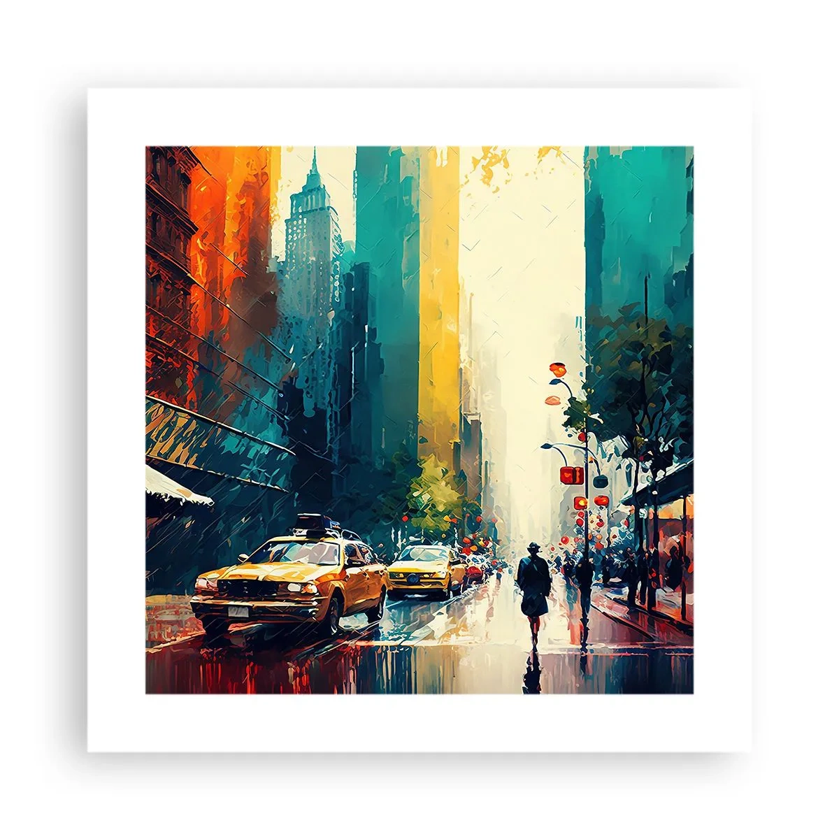 Poster - New York – selbst der Regen ist hier bunt - 40x40 cm