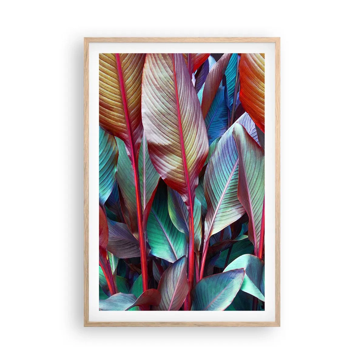 Poster in einem Rahmen aus heller Eiche - Buntes Dickicht - 61x91 cm