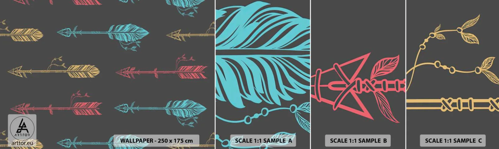 Fototapetenmuster Standard Eco - In der Verordnung - Abstraktion, Boho, Pfeil - 100x30 cm